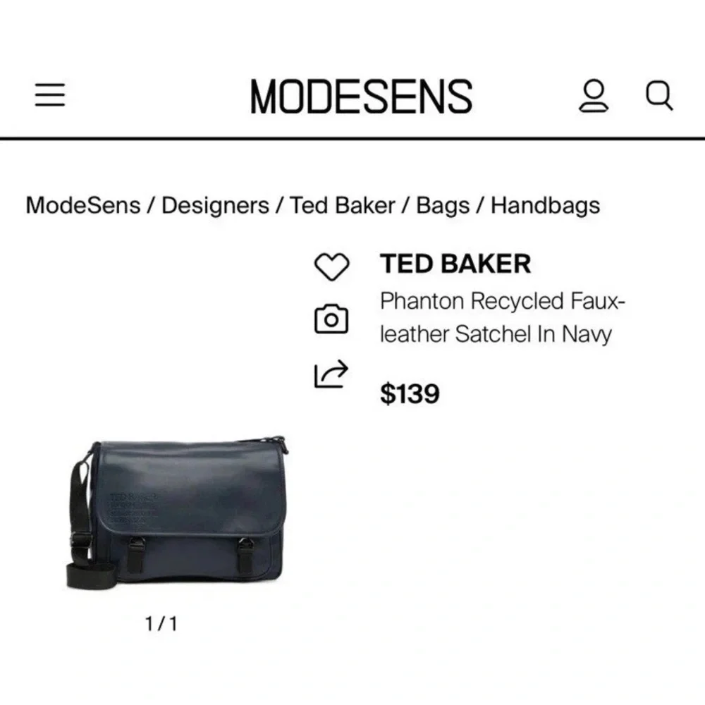 Ted Baker London Messenger Laptop Crossbody Shoulder Bag Briefcase Navy